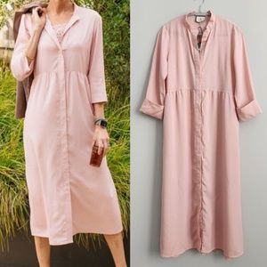 NWT Tuckernuck Blush Lace Underlay Midi Royal Shirt Dress - Size M